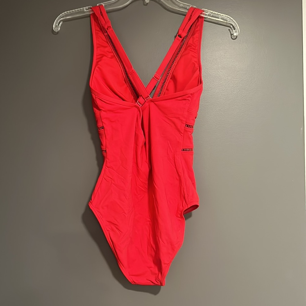 Sea Level Swim Spliced Plunge One Piece Red 8 - Picture 4 of 9